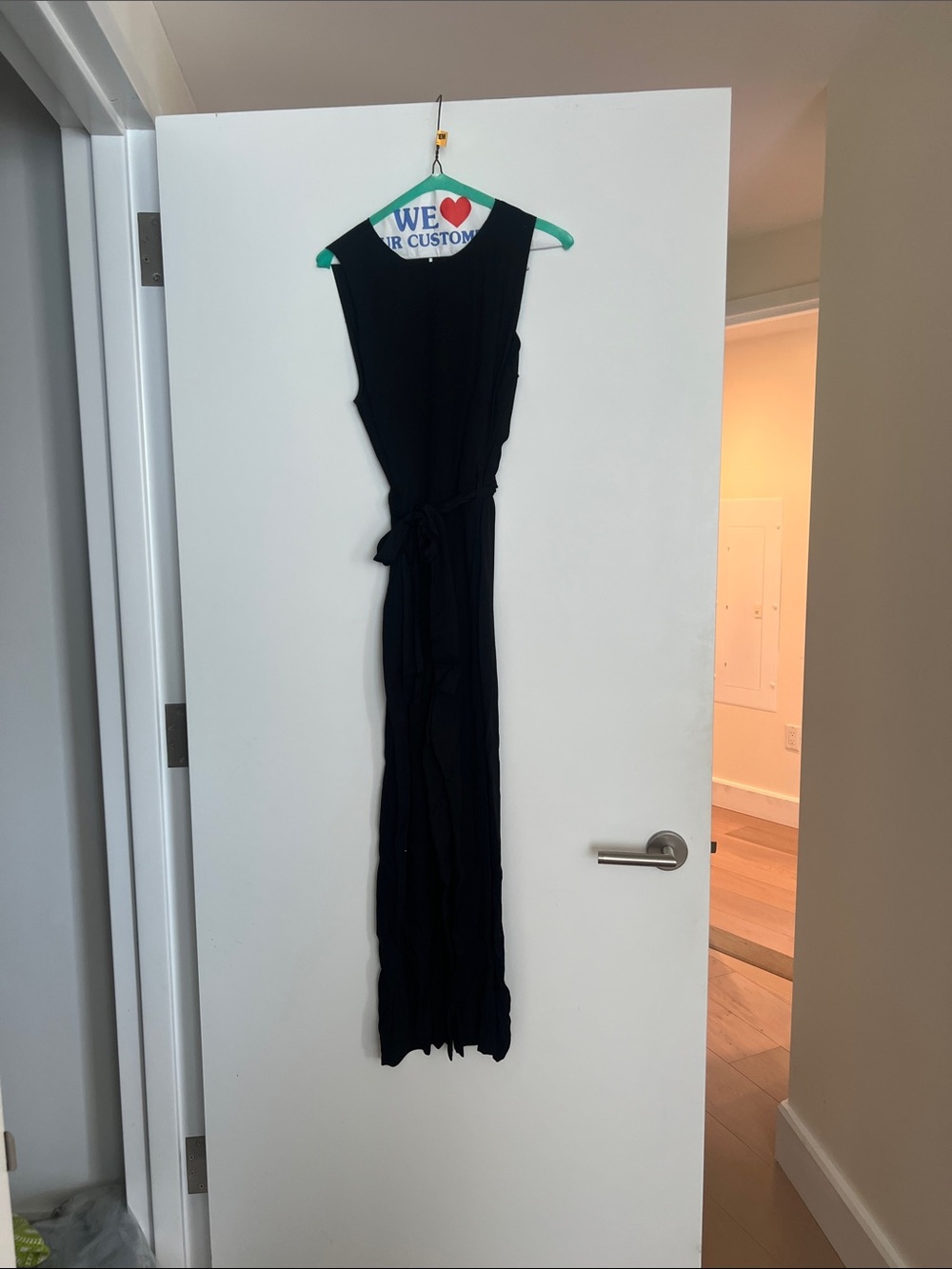 Reformation Black Sleeveless Jumpsuit with Waist Tie